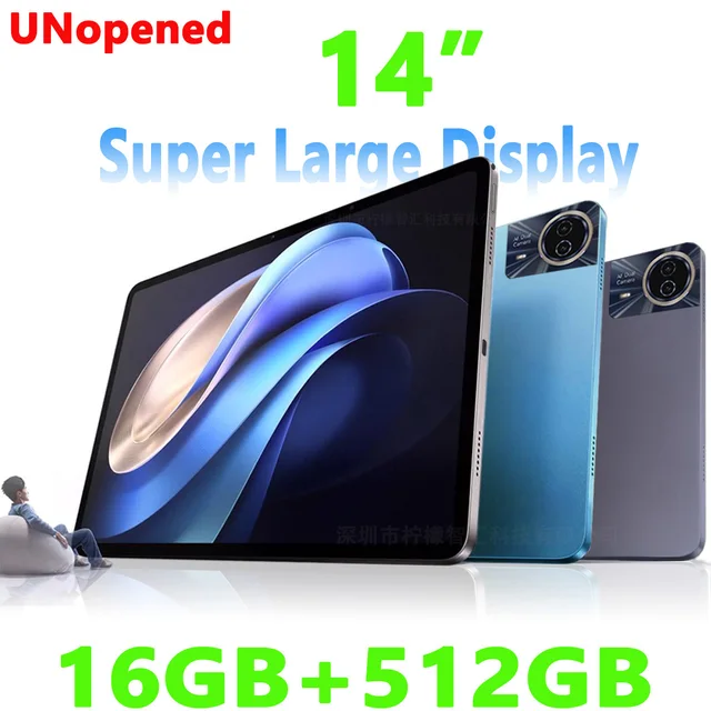 Nenmone-Tablette Mpad15, Super Grand Écran 14 Pouces, Android 14, Touriste, Appel Téléphonique 4G, 16 Go + 512 Go, GPS, 5G, WiFi, FM, 12000mAh 1