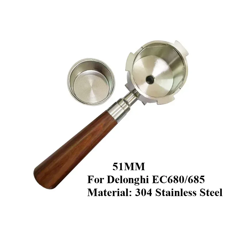 51mm 3耳ダブルスパウトポルタフィルター：デロンギ デディカ EC680