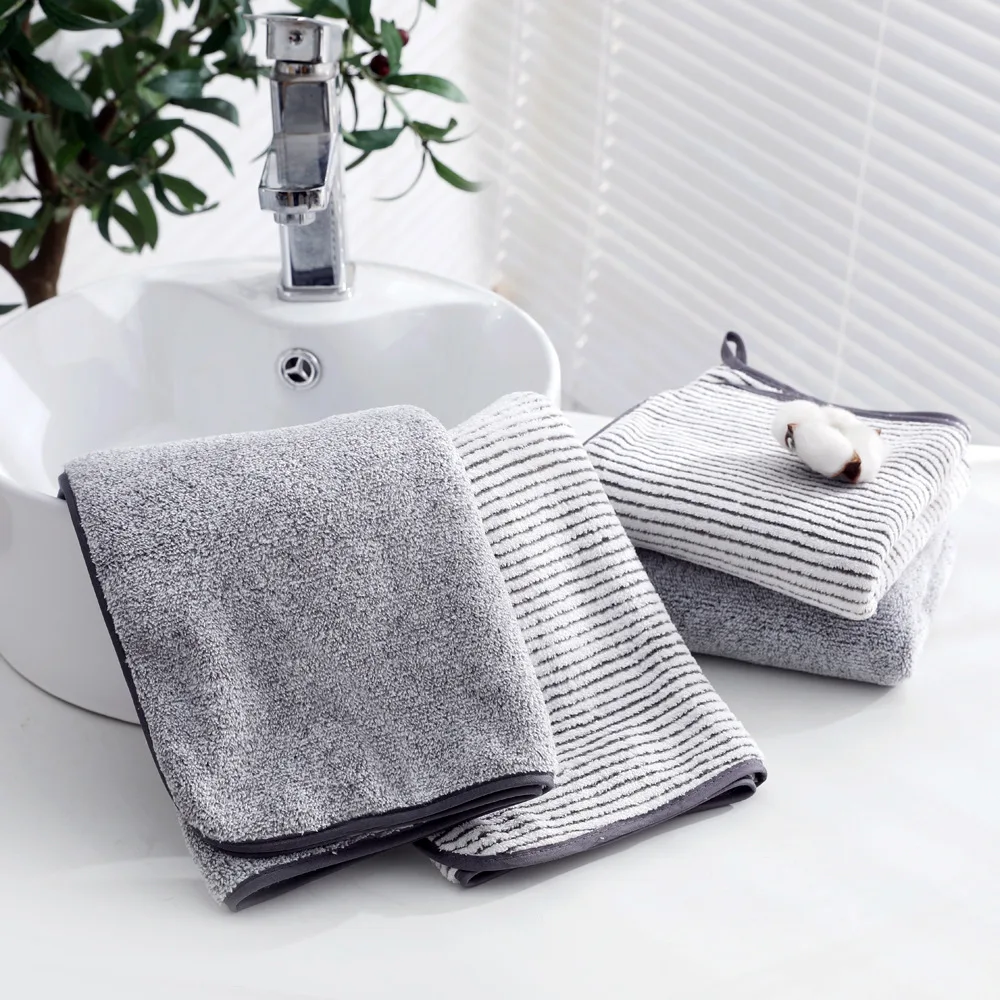 Bath Towel Bamboo Charcoal Fiber Antibacterial Lint-free Large Absorbent Household Adult Thickened