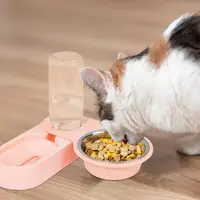 Dozownik wody i karmy dla kota Obrotowa miska 2 w 1 dla zwierząt Artykuły dla zwierząt ze stali nierdzewnej Antypoślizgowe przenośne automatyczne karmniki dla kotów 6