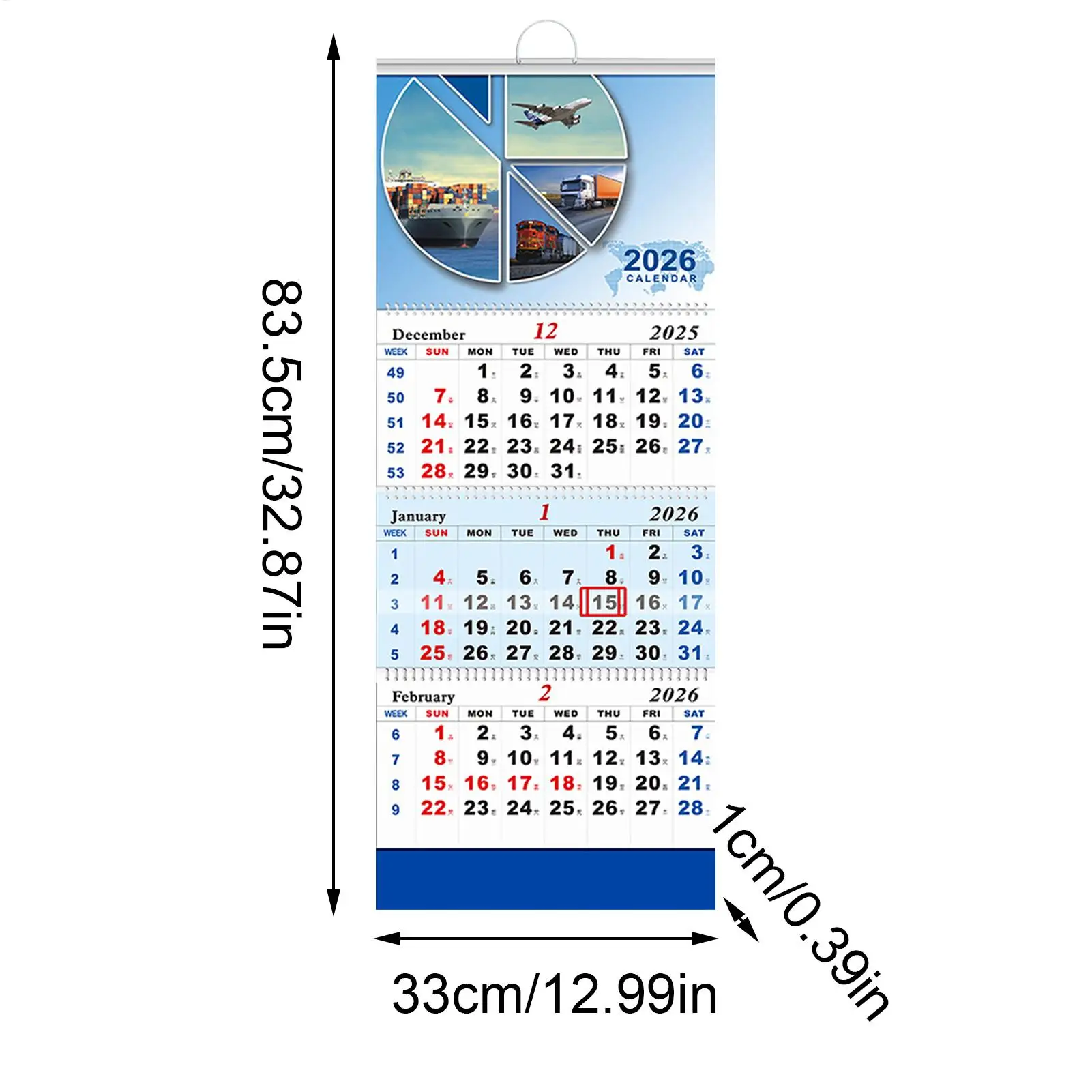 2026년 달력 3개월 일정 정리용 벽걸이 달력 친구 가족 거실 서재 아파트용