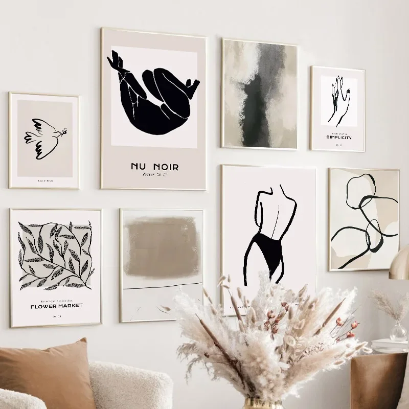 

Abstract Line Art Leaves Body Pigeon Canvas Painting Wall Art Print Poster Living Room Decoration Salon Minimalism Wall Pictures