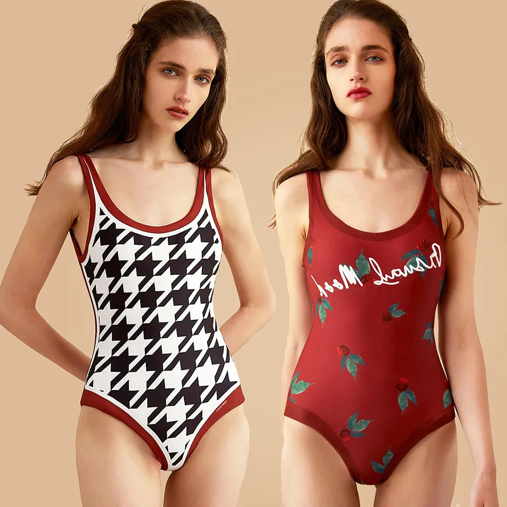 

Print One-Piece Swimsuit Closed Female Swimwear for The Pool Body Swim Bather Beachwear Suits Women Swimming Suit Two-sided