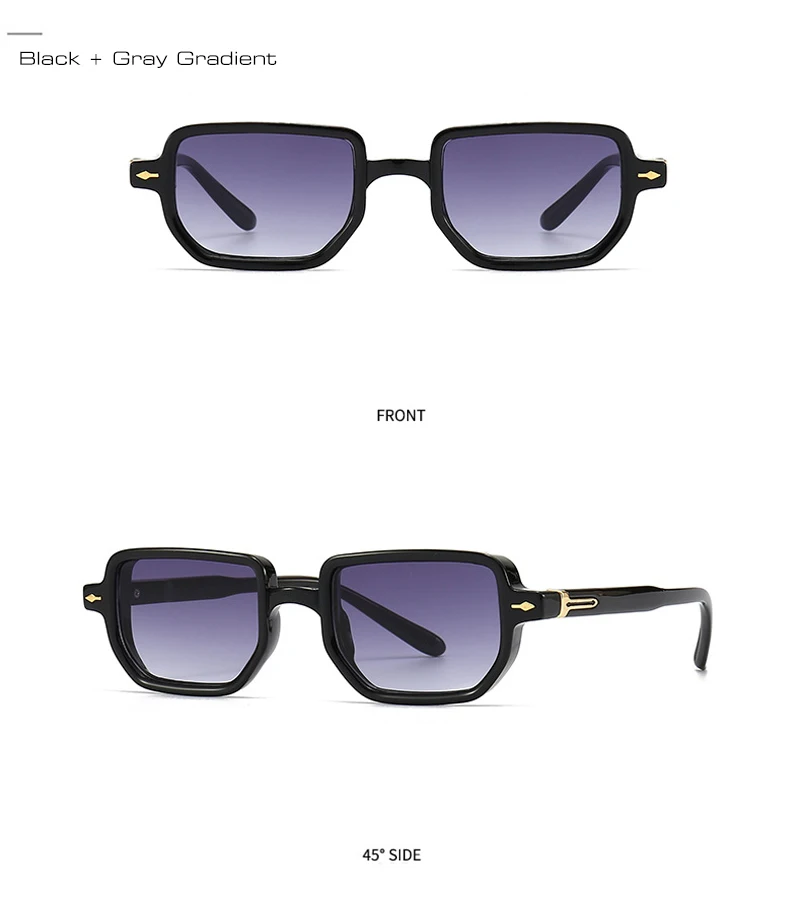 SHAUNA Ins Popular Fashion Rectangle Sunglasses Women Shades UV400 Retro Gradient Men Square Trending Rivets Sun Glasses_voghion.com