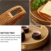Eco Firendly Rattan Storage Tray Handwoven Wicker Basket Bread Snack Food Plate Fruit Cake Platter Dinner Serving Tray Tea Tray 3