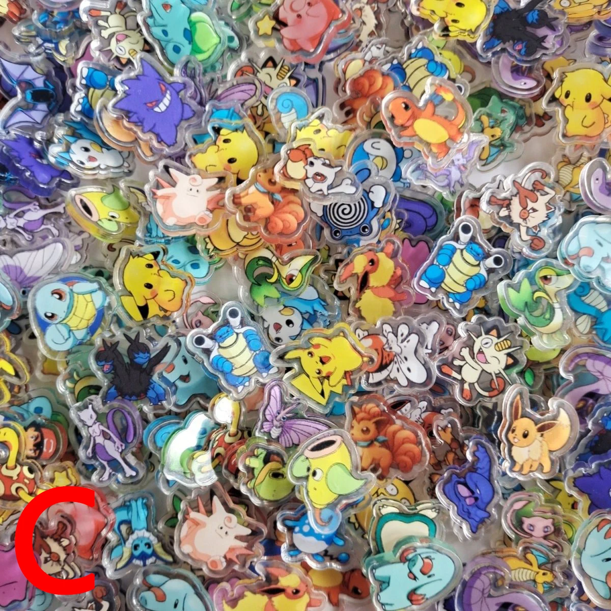 50PCS 3 Types Pocket Monsters Anime Kawaii Double-Decker Acrylic Sheet Collection Cartoon Periphery DIY Phone Case Gift