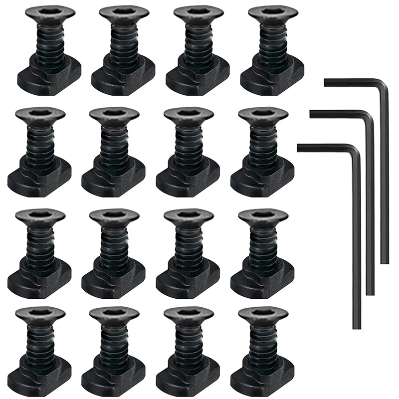 

1Set M 4 T-Nut Metric Camming Screw Black For Standard Rail Systems, With Thread Screws