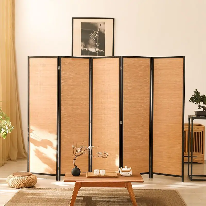 Simple 4/5/6 Panel Room Divider Folding Bamboo Screen, Movable Folding Partition Wall Separation Dividers Panels,For Hotel Home