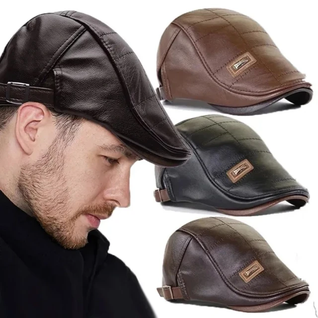 Berretto da uomo in pelle PU retrò moda berretto con visiera a becco  d'anatra cappello antivento berretti piatti Retro inghilterra cappello da  uomo berretti da pittore con visiera - AliExpress