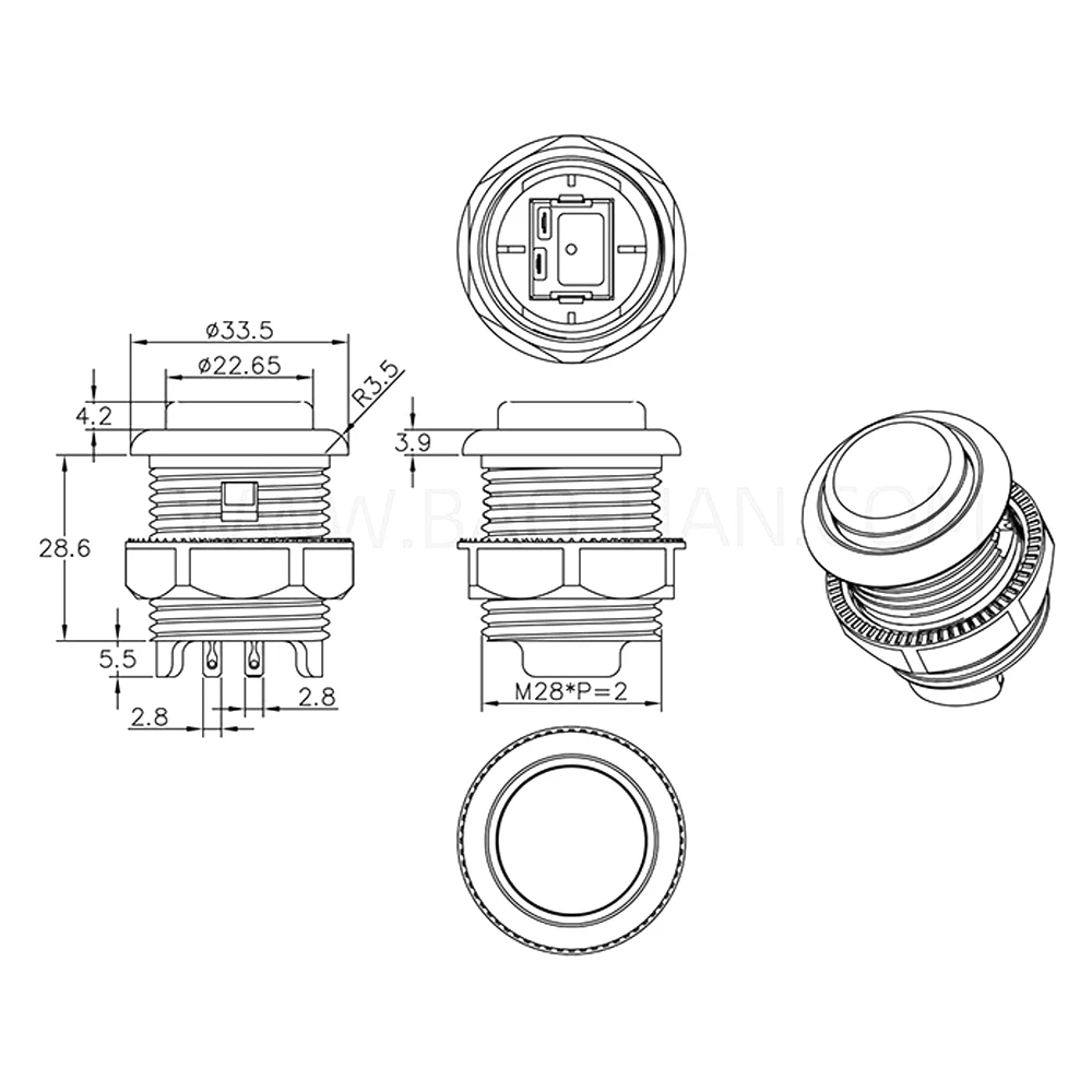 New 28mm Push Button Switch HAPP American Style Snk Neo Geo Tablero Arcade Joystick Console Coin Game Vending Machine DIY