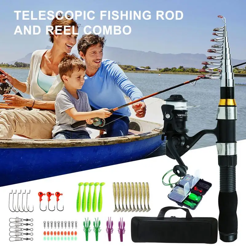 Fishing Rod And Reel Combo Set Telescopic Carbon Fiber Rod For Youth Adults  Beginner Saltwater Freshwater - AliExpress