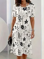Nouvelles Robes Élégantes à Imprimé Floral pour Femmes 2026 – Col Rond, Manches Courtes – Vêtements Féminins pour l'Été, les Voyages et les Vacances 3