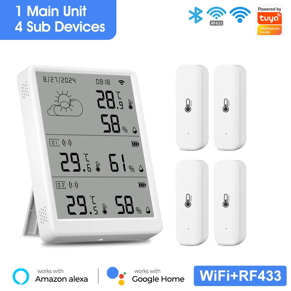 Tuya WiFi Weather Station Digital Thermometer Room Hygrometer RF433 Indoor thumbnail 4