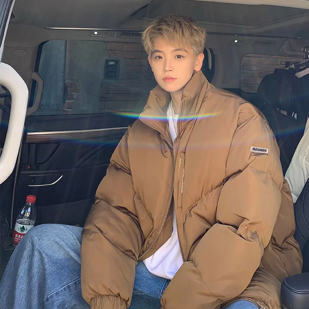 Men's Oversized Y2K Thick Brown Warm Winter Puffer Jacket