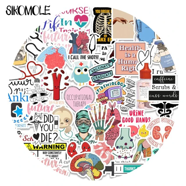 10/30/50PCS Mixed Cartoon Doctor Nurse Stethoscope Stickers DIY Toys Mobile  Phone Notebook Travel Bag Decals Graffiti Sticker F5