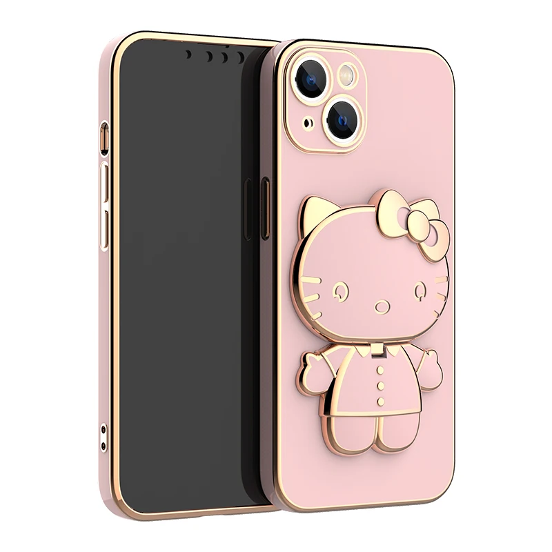 thumbnail image 1 of Hello Kitty Mirror Bracket Holder Phone Case For Huawei P60 Pro Plus P50 P40 P20 P30 Lite P Smart Z Y9 Prime 2019 Plating Cover, 1 of 5