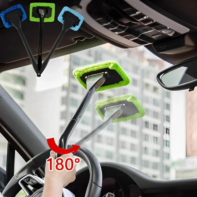 Window Cleaning Kit Universal Car Long-Handle Windshield Brush for Auto Detailing Easy Reach & Scratch Free