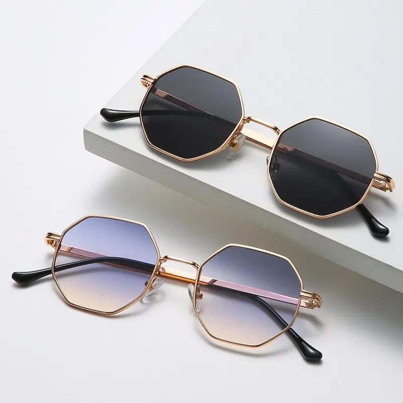 Polygonal Metal Sunglasses Retro Ladies Glasses Classic Trend Driving Travel Eyewear Uv400 metal sunglasses