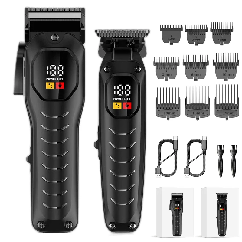 

Professional Hair Clippers for Men- Hair Cutting Kit Zero Gap T-Blade Trimmer Combo Cordless Barber Clipper Set with LED Display