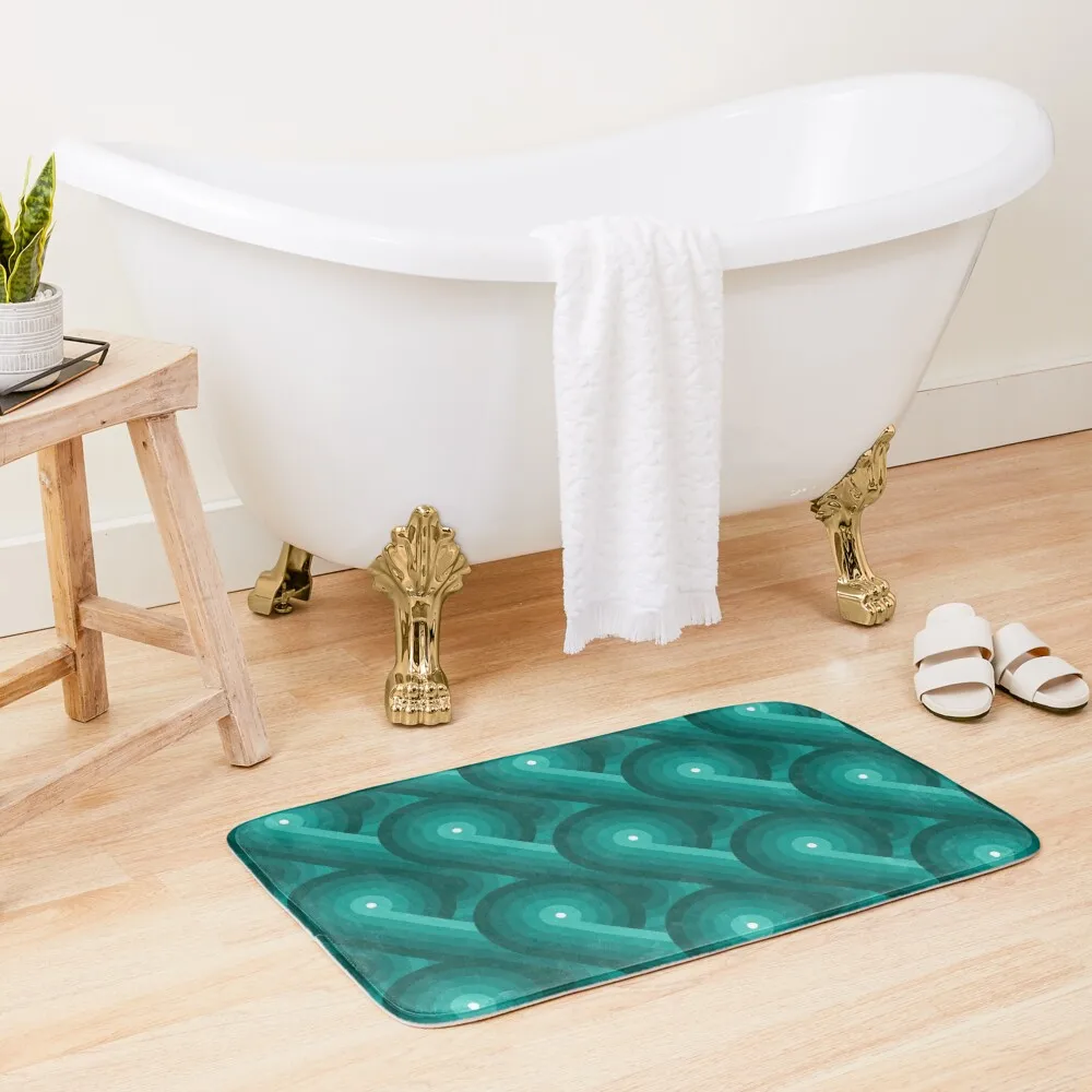 

Disco Circles Geometric Pattern Teal Bath Mat Bath Mat Anti Slip Entrance Mat