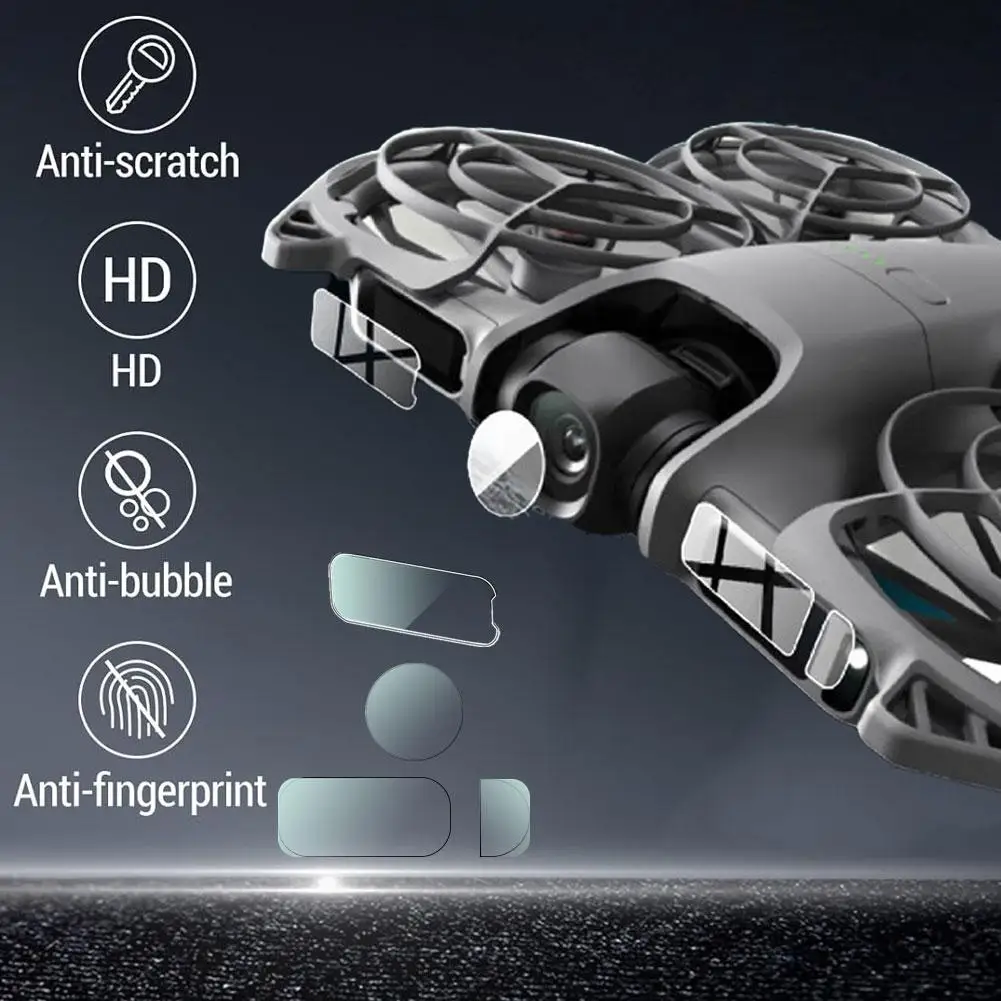 Achetez le kit de protection pour drone DJI Neo 2 – film trempé et souple, présenté dans son emballage.