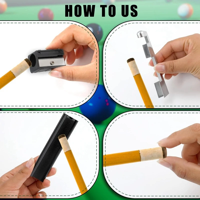 Billiard Cue Tips 2 Cue Clamps, 10 Cue Tips, 2 Pool Ball Shapers, 2 Cue Tips Trimmers 2