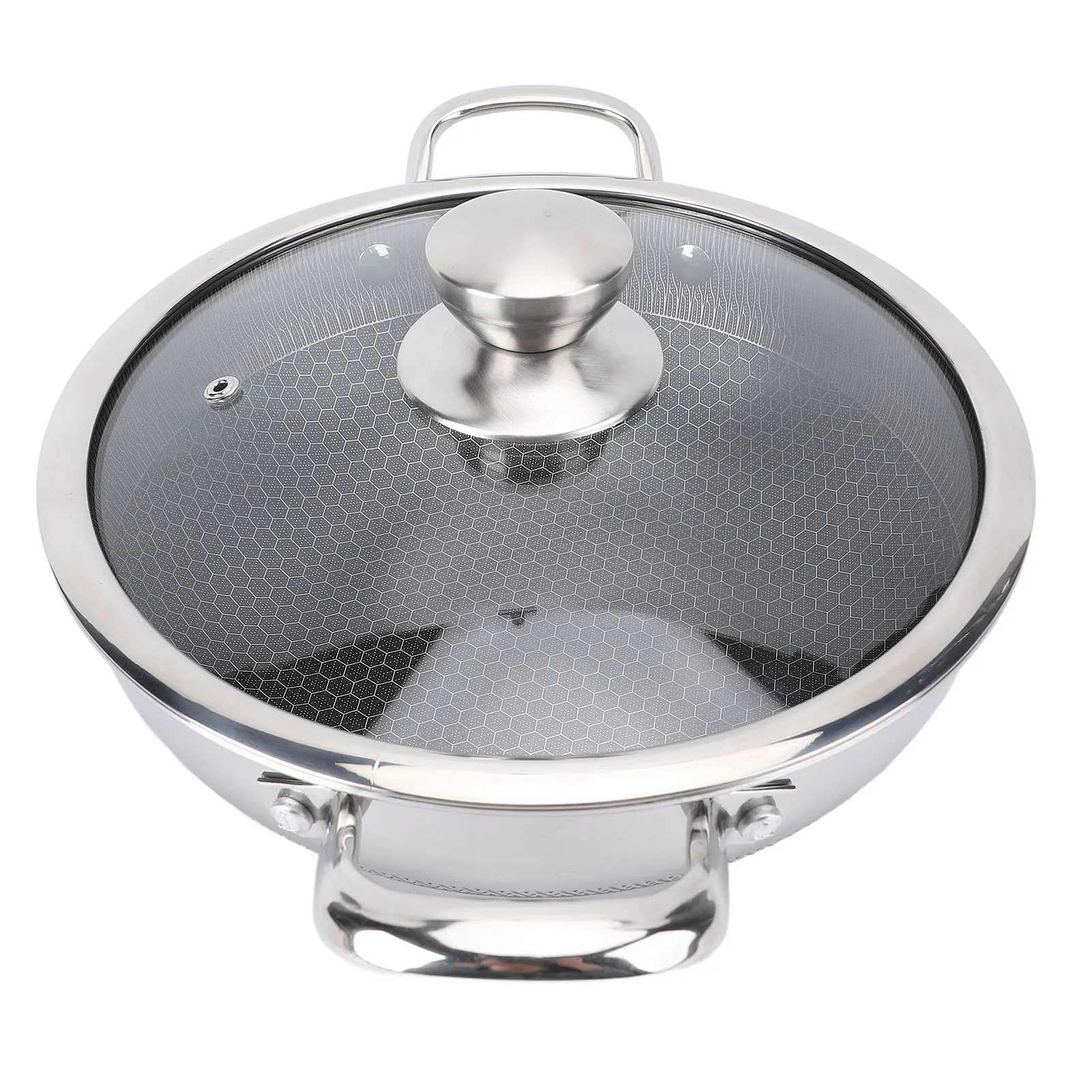 Nonstick Frying Pan Stainless Steel Fry Pan Honeycomb Effortless Food Release Fast Even Heating with Lid for Induction Stovetop