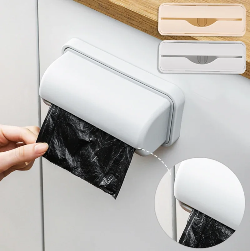 Garbage Bag Storage Box Cling Film Container Wall Mounted Trash Bags Holder Kitchen Plastic Bags Dispenser Bathroom Organization 1