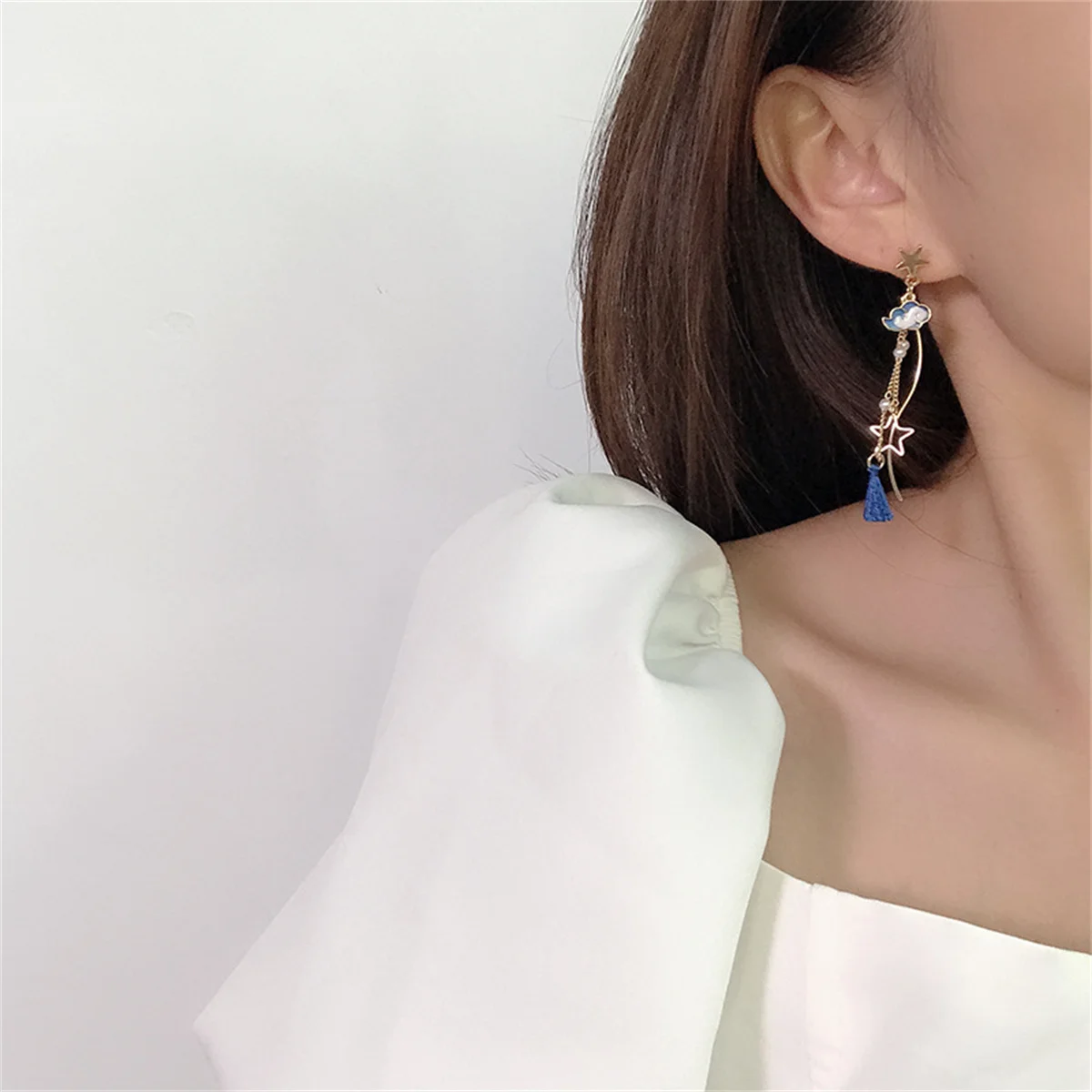 Chinese Style Folding Fan Birds Cloud Hanging Dangle Ethnic Earring Women Asymmetric Fish Cat Rabbit Bird Animal Drop Earrings