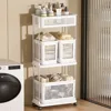 Multilayer Laundry Basket Household Dirty Clothes Storage Trolley Movable Rolling Laundry Cart Portable Bathroom Clothes Shelf 2