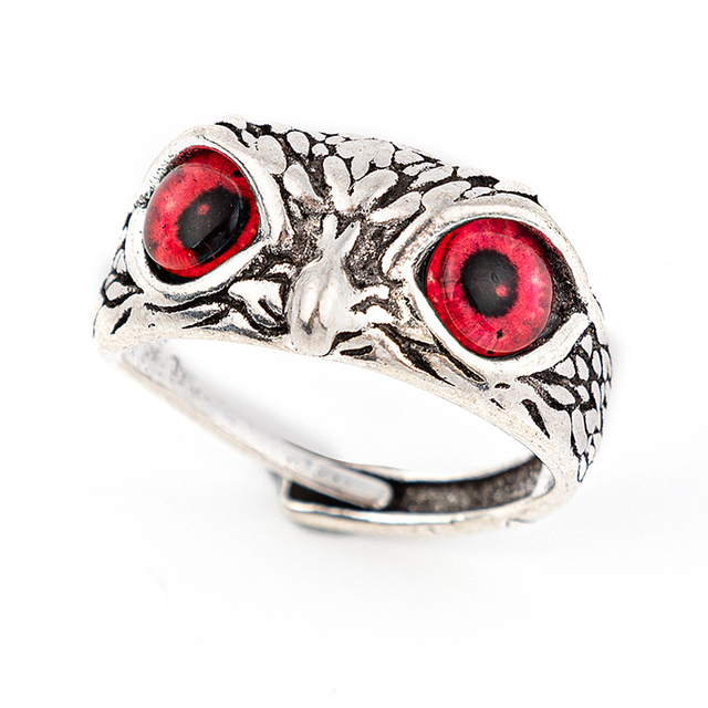 Owl Ring Cat Eyes Animal Charm Tibetan silver Rings for Men Women Ring Adjustable Opening Rings Jewelry Gifts