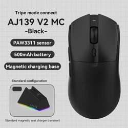 Enhanced Wireless Gaming Mouse with High - Precision Sensor and Bluetooth Connectivity (AJ139 V2 MC - Black)