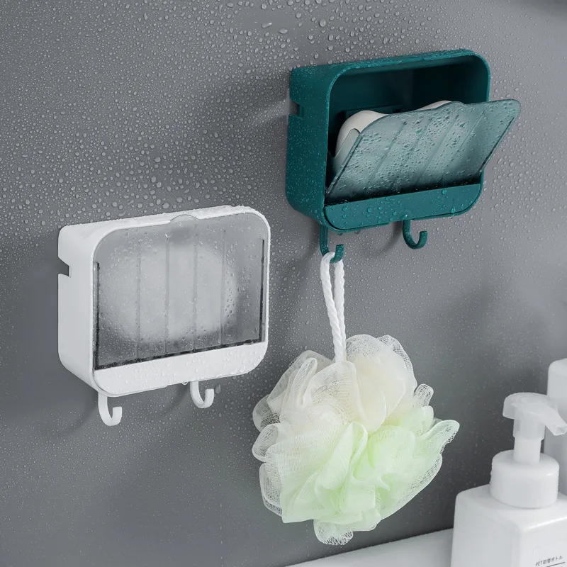 

1 Set Perforated soap box free-perforated household soap box toilet drain soap holder bathroom seamless wall hanging soap box