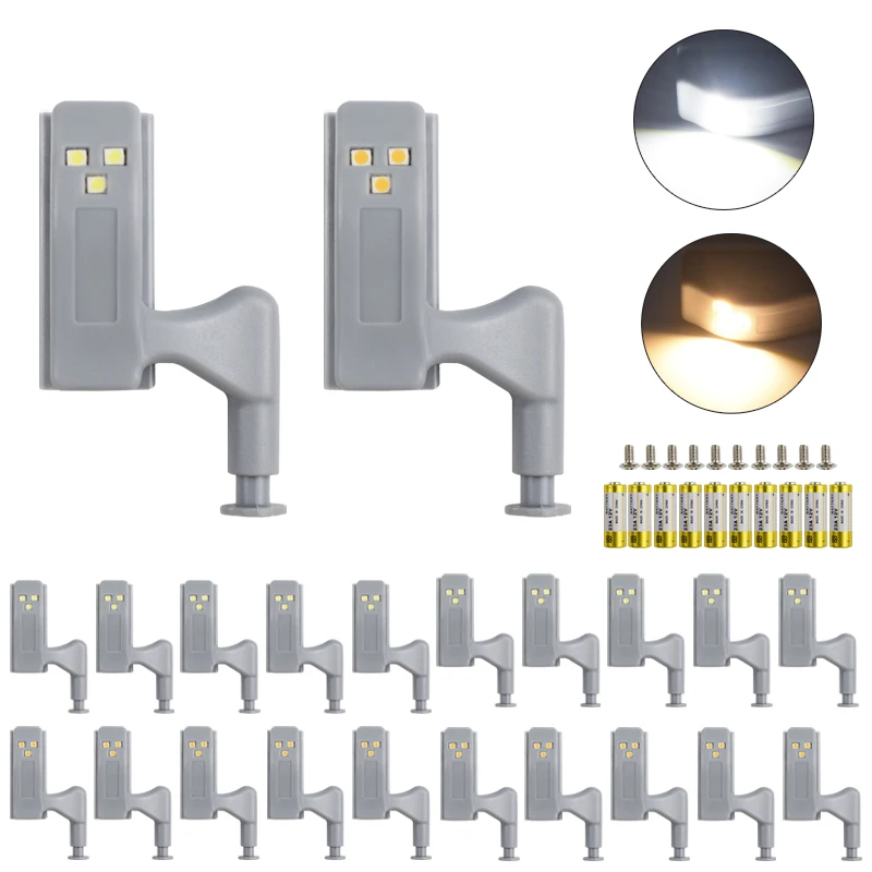 LED Motion Sensor Light 10pcs Battery Operated For Indoor Lighting Cupboard Closet Wardrobe Door Inner Hinge