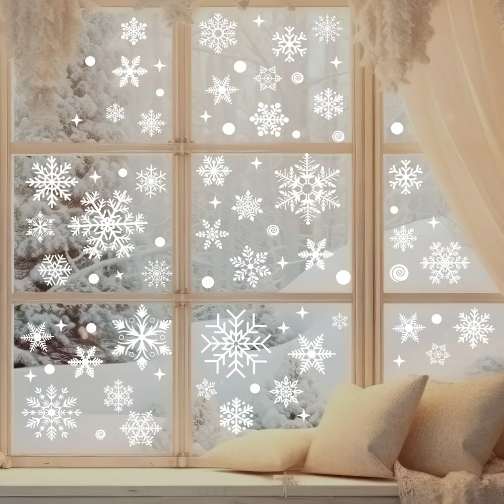 Christmas Winter Snowflake Stickers Santa Claus Xmas Tree Branch Window Glass Sticker Merry Christmas Decor Happy New Year window stickers