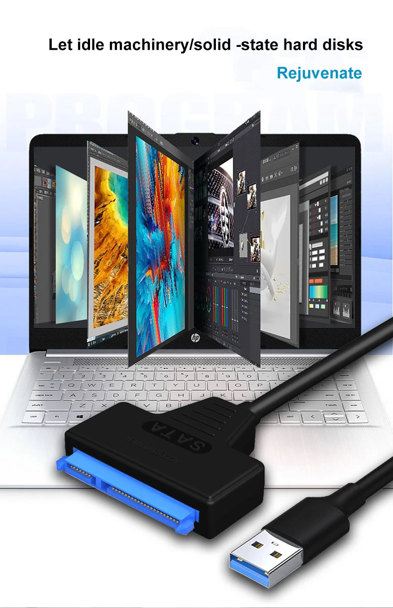 Disco Rígido Externo do Cd-rom Optical Ssd Hdd Dual Usb 3.0 a Sata2.012v2a Cabo de Dados do Adaptador 2.5 3.5 Conversor do Disco Rígido do Desktop - Imagem 3