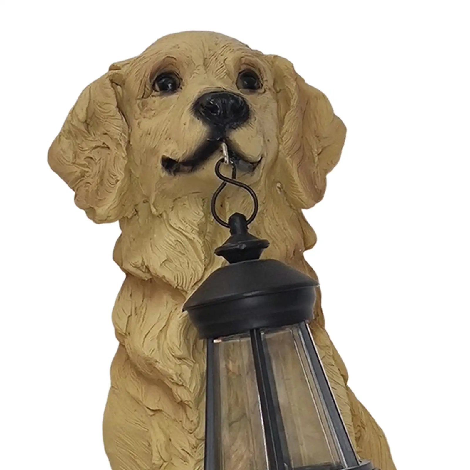 Resin Figurine Hanging Lantern Ornament Art Decor Solar Lights Garden Dogs Statue for Home 6