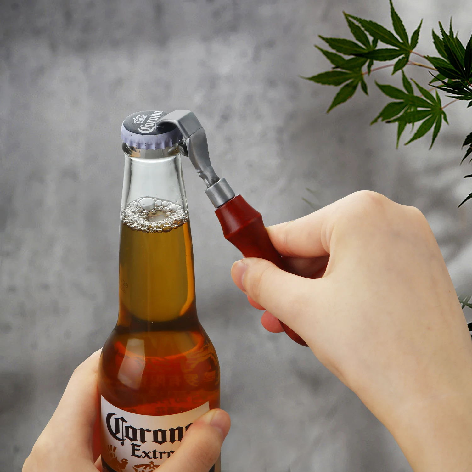 Creative Metal Hand Bottle Opener with Removable Wooden Handle Portable Beer Can Opener Wine Bottle Opener Kitchen Tool