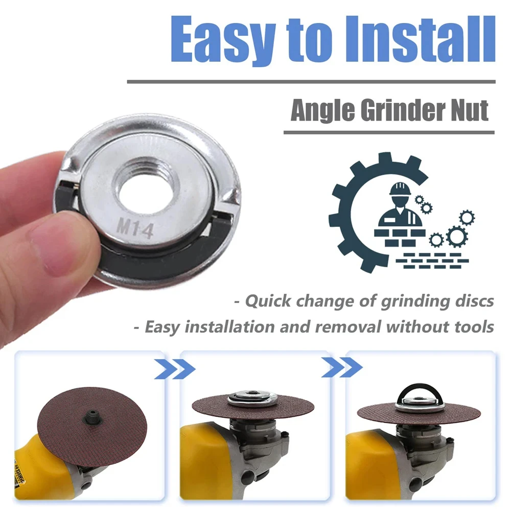 M14 Angle Grinder Quick Release Self-Locking Grinder Pressing Plate Flange Nut Power Chuck for Replacement/Fixing Cutting Discs - Image 4