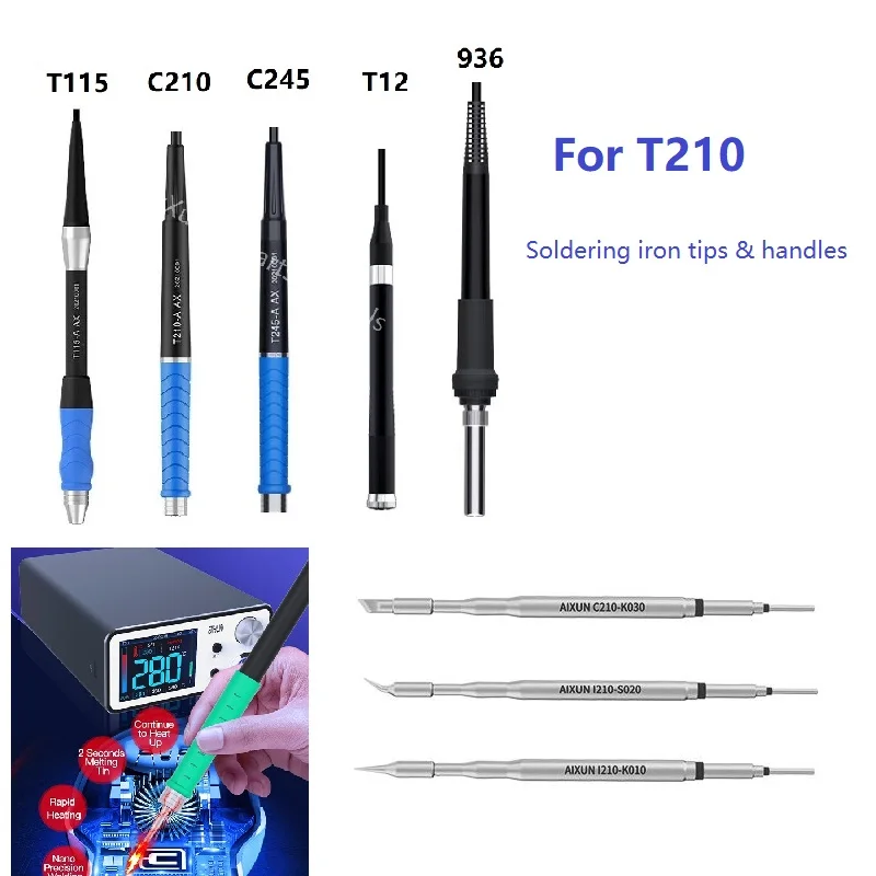 AIXUN MX Soldering Iron Handle C210 C115 Tips 936 T12 C245 Solder Station Heating Element Parts T3B T3A K Head JCID JBC DIY Kit