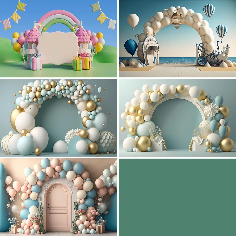 

Mocsicka Kids Backdrop Arch Balloon Baby 1st Birthday Party Decor Boy Girl Cake Smash Portrait Background Photocall Photo Studio