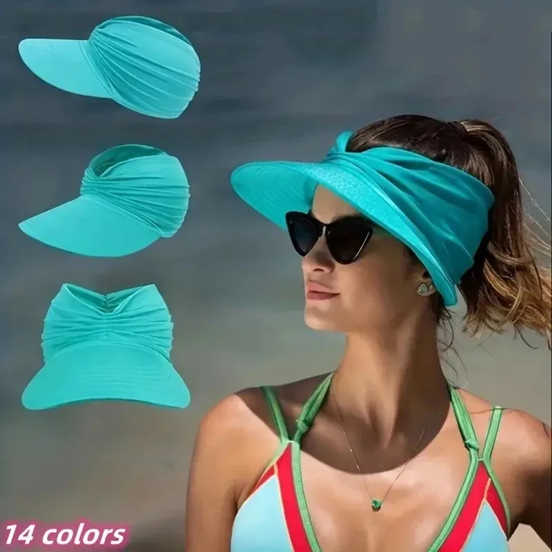 Sun Hats Elastic Hollow Top For Outdoor Sun Protection Large Brim UV Foldable