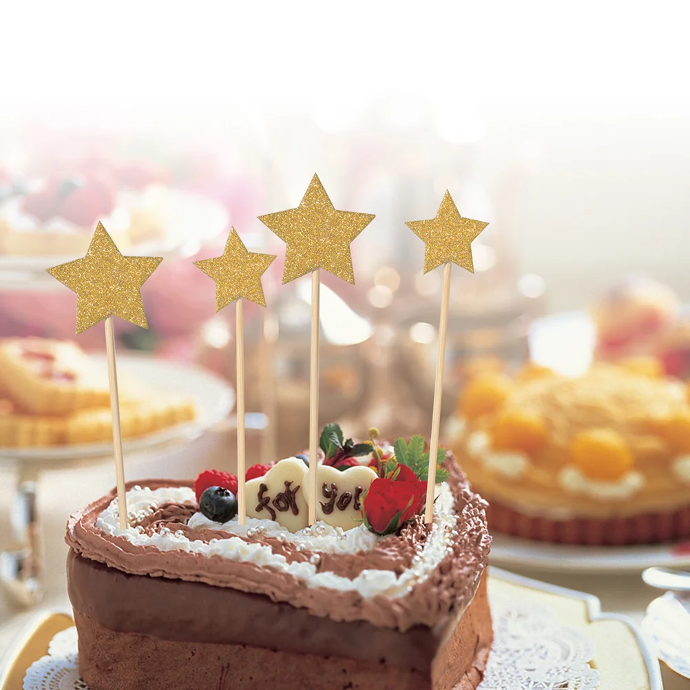 

Glitter Star Cake Topper Glittery Cupcake Toppper Birthday Cake Decoration for Valentines Day Wedding Engagement Bridal Shower