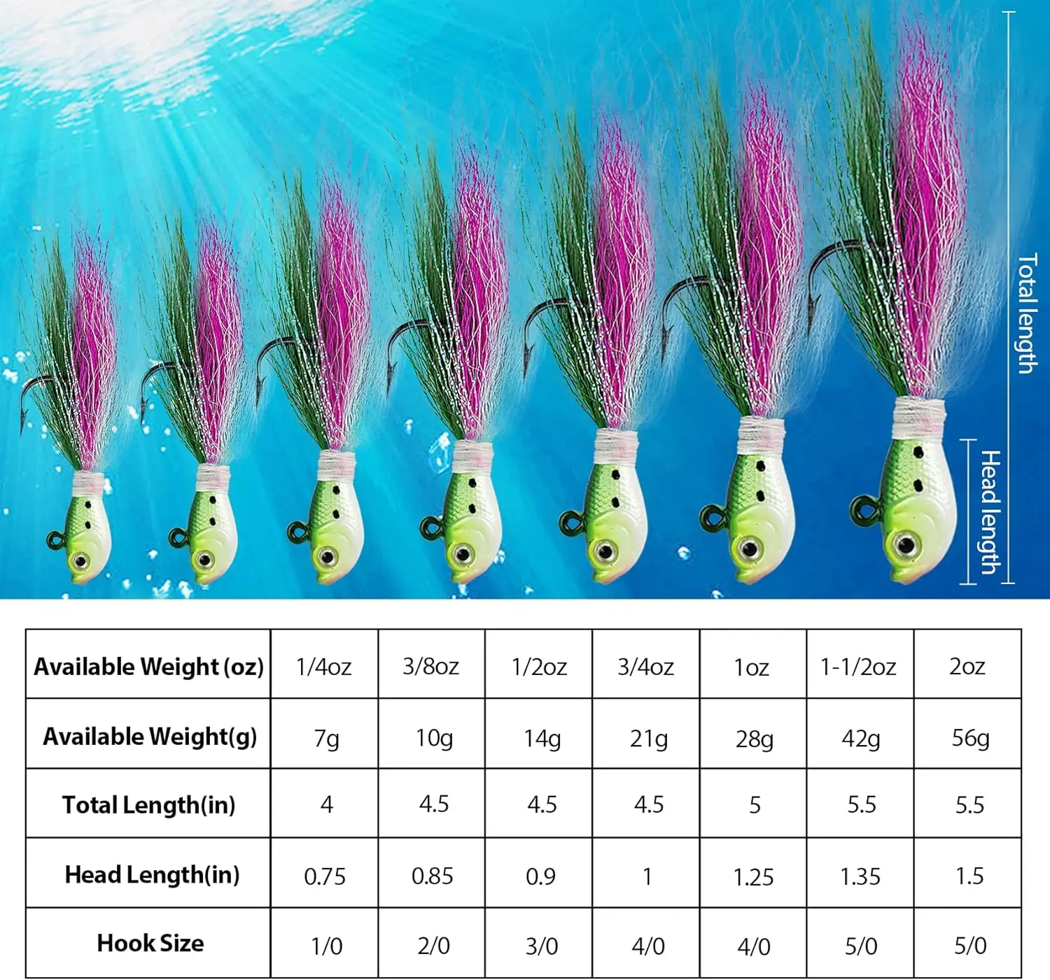  Eupheng Bucktail Jigs, Saltwater Bucktail Fishing