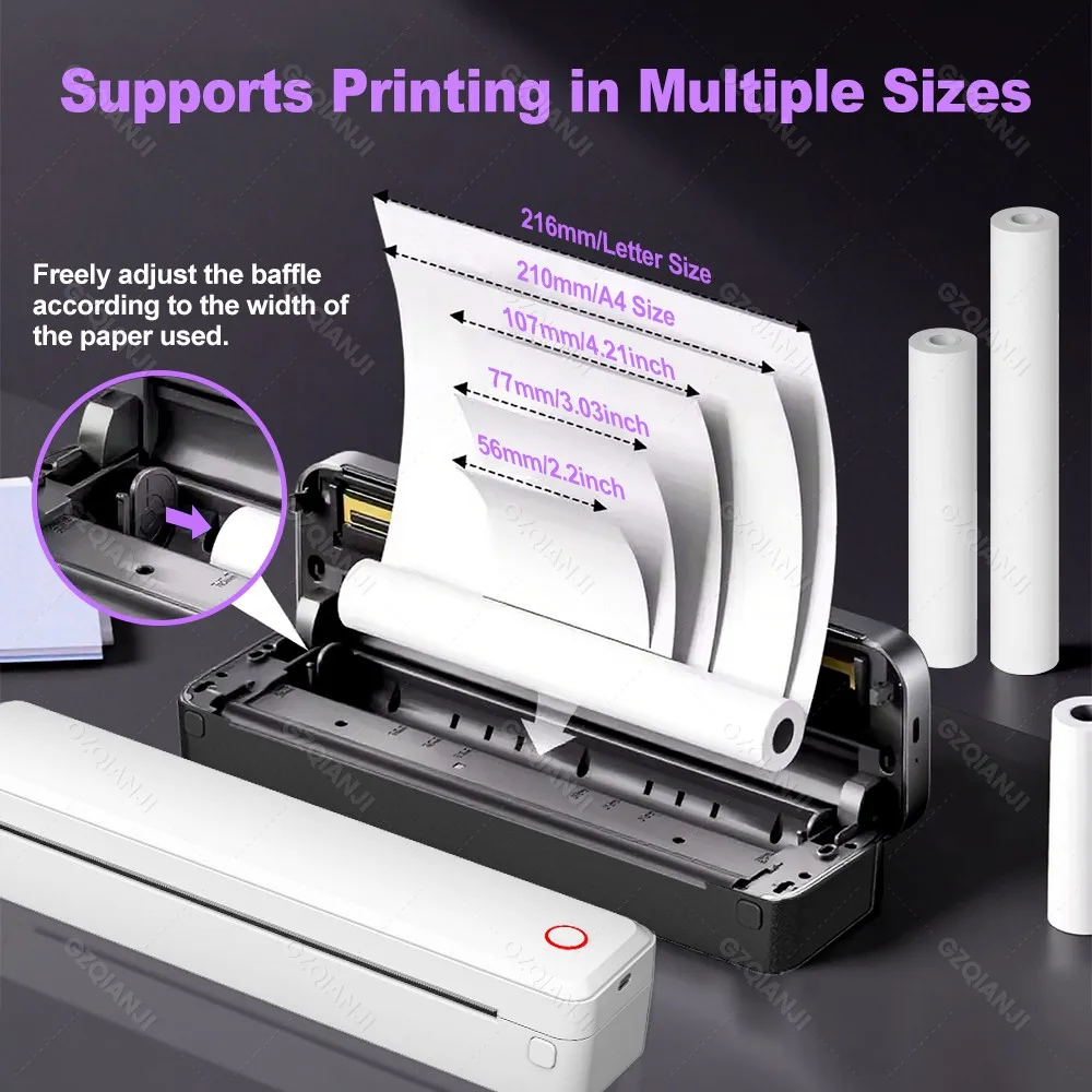 Inkless Portable A4 Thermal Printer Bluetooth PDF Excel Word Document Printing Machine Paper Roll For Office Work Home School