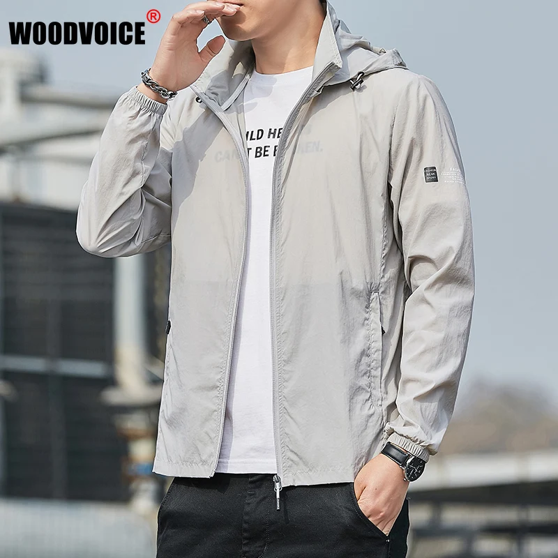 Men Summer Zip Pockets UV Sun Protection Jackets Skin Coats Mens Breathable Ultra-Light Windbreaker Men's Hooded Outdoor Jackets