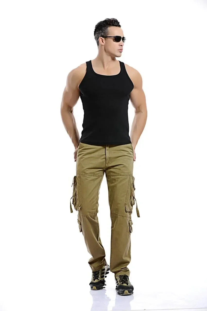 

Брюки мужские тактические в стиле милитари, свободные штаны из хлопка с множеством карманов, брюки-карго для мужчин, размеры 28-42