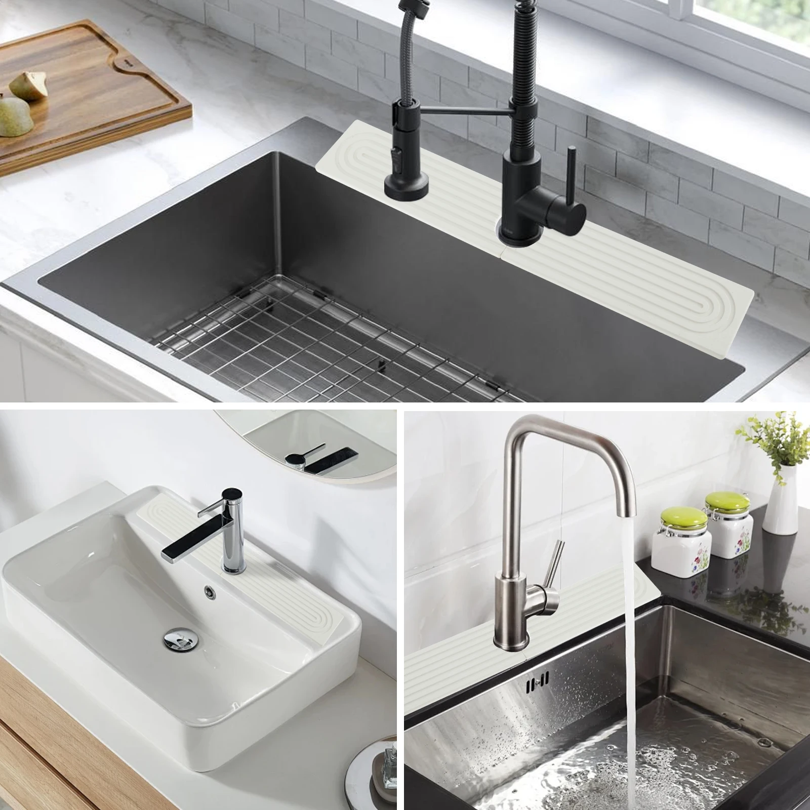 Kitchen Sink Splash Guard, Diatomite Faucet Sink Splash Guard, Faucet Drain Mat for Kitchen Bathroom and Counter Absorbent Mat