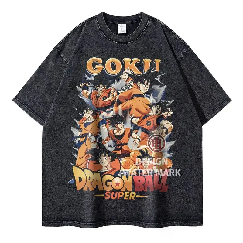 Vintage Washed Anime Dragon T-Shirt Retro Manga Design