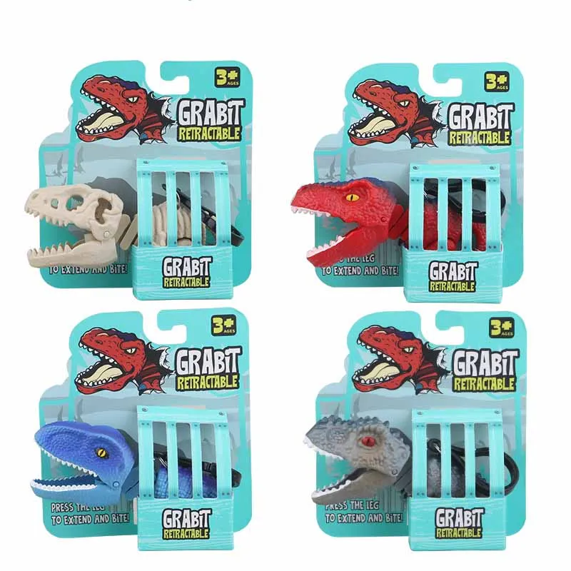 Kids Jurassic Dinosaur Retractable Spring Manipulator Small Clip Creative Novelty Handheld Will Bite Stress Relief Keychain